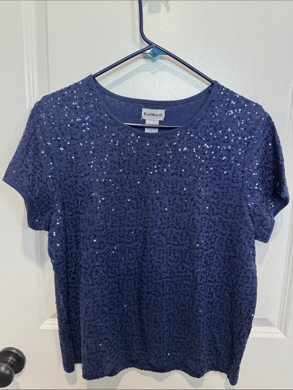 BonWorth Navy Sequin Short Sleeve Tee